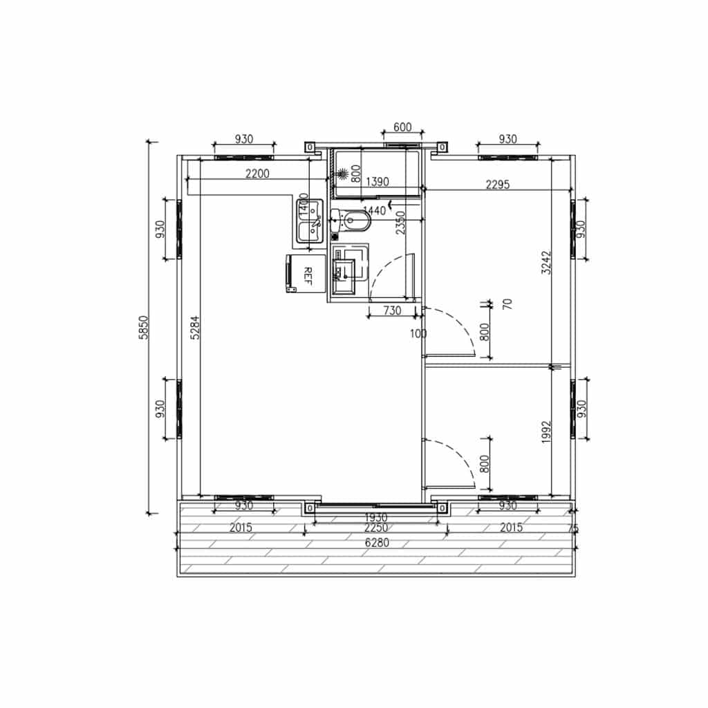 expand container tiny home floor plan